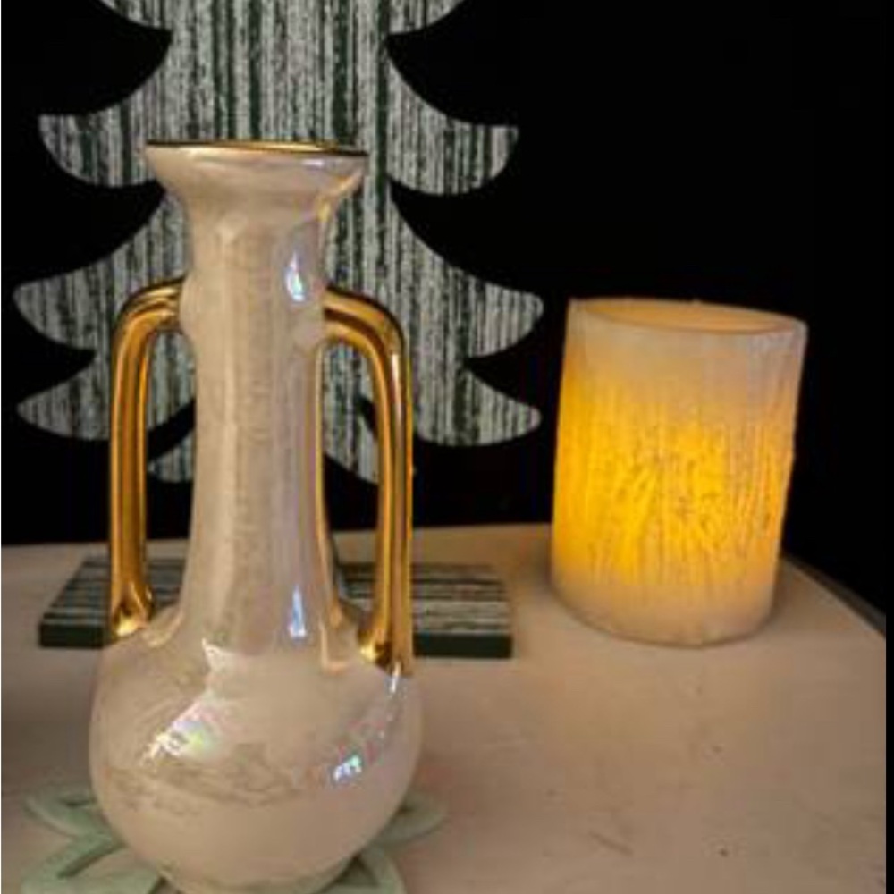 Pioneer Pottery Pearlescent Vase Trimmed in 22kt Gold Amphora